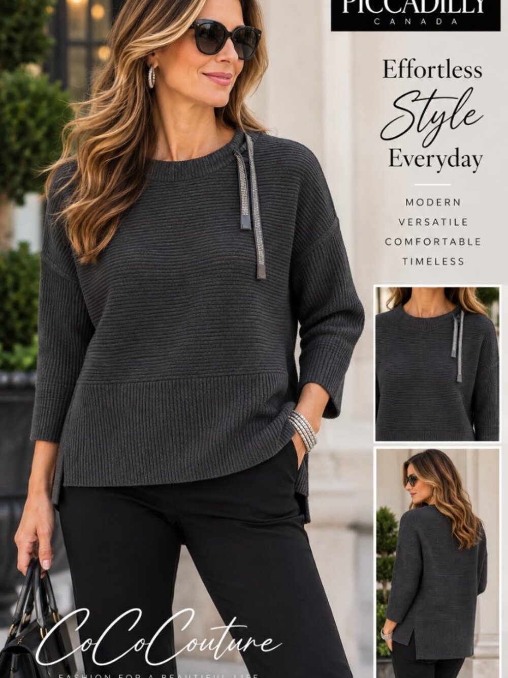 YX799 Charcoal Grey Sweater Pull Over by Picadilly